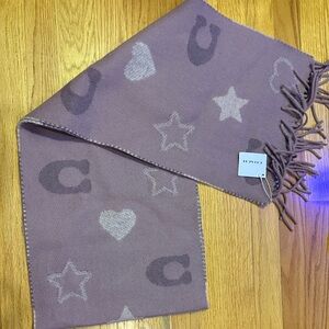 Coach Purple Scarf with Star and Heart Patterns